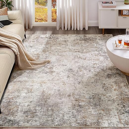 9x12 Area Rug Living Room Rugs - Washable Neutral Modern Abstract Soft Thin Large Rug Indoor Floor No Slip Rug Carpet for Bedroom Under Dining...