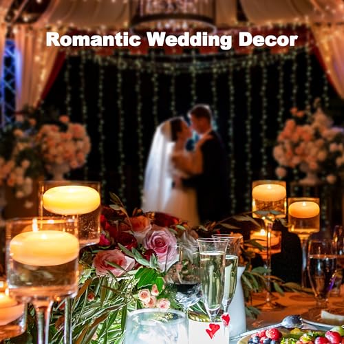 Aignis 24pcs Flameless LED Floating Candles, 120+ Hours Glow Time, 3 Inch Plastic Battery Operated Tealights, Cozy Warm White Light for Romantic...