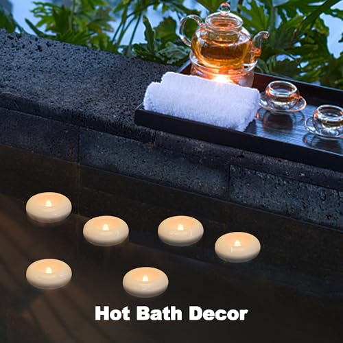 Aignis 24pcs Flameless LED Floating Candles, 120+ Hours Glow Time, 3 Inch Plastic Battery Operated Tealights, Cozy Warm White Light for Romantic...