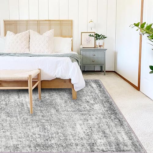 Area Rug 4x6 Washable Rug Gray Vintage Traditional Floor Cover Foldable Thin Retro Accent Indoor Distressed Non Slip Carpet Floral Print Mat... Area Rug 4x6 Washable Rug Gray Vintage Traditional Floor Cover Foldable Thin Retro Accent Indoor Distressed Non Slip Carpet Floral Print Mat...