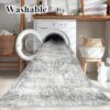 Area Rug 4x6 Washable Rug Gray Vintage Traditional Floor Cover Foldable Thin Retro Accent Indoor Distressed Non Slip Carpet Floral Print Mat...