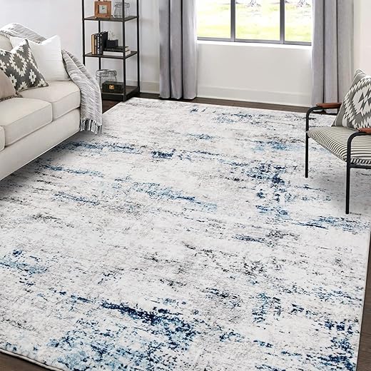 Area Rug Living Room Rugs: 5x7 Large Soft Indoor Carpet Modern Abstract Rug with Non Slip Rubber Backing for Under Dining Table Nursery Home Office... Area Rug Living Room Rugs: 5x7 Large Soft Indoor Carpet Modern Abstract Rug with Non Slip Rubber Backing for Under Dining Table Nursery Home Office...