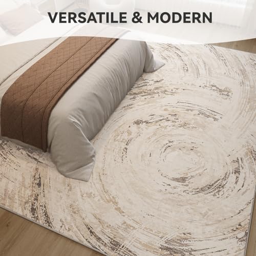 Beige Brown Neutral Rug 5x7 Area Rugs for Living Room Bedroom Dining Room Under Table Office Rug Washable Modern Abstract Carpet Easy Maintain... Beige Brown Neutral Rug 5x7 Area Rugs for Living Room Bedroom Dining Room Under Table Office Rug Washable Modern Abstract Carpet Easy Maintain...