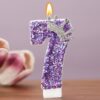 Birthday Number Candles,Purple Crown Birthday Candles for Cake,Glitter Number 7 Candle Cake Topper with Sequins for Anniversary Celebrations...
