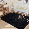 Black Rugs for Living Room Fluffy 4x6 ft Bedroom Rug Non-Slip Area Rugs Shag Carpet for Nursery Kids PlayRoom Dorm Office Indoor Modern Plush...
