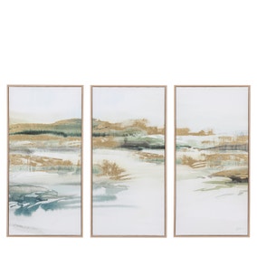 Cedar & Sage Set of 3 Triptych Abstract Landscape Framed Canvases