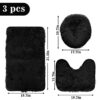 Eanpet Shaggy Bathroom Rugs Sets 3Piece Black Bath Mat for Bathroom Non-Slip Bathroom Mats Water Absorbent Bath Rug Floor Mats Soft Washable Shower...