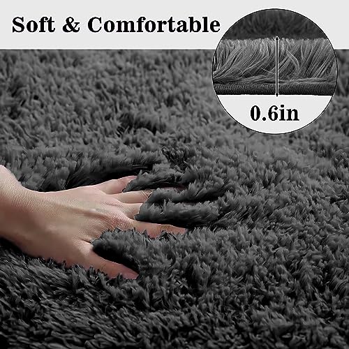 Eanpet Shaggy Bathroom Rugs Sets 3Piece Black Bath Mat for Bathroom Non-Slip Bathroom Mats Water Absorbent Bath Rug Floor Mats Soft Washable Shower...