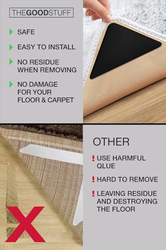 Four Rug Corner Grippers, Anti Slip Grips for Hardwood Floors, Laminate Flooring and Carpet - Hold Down Rugs and Runners to Protect Yourself and... Four Rug Corner Grippers, Anti Slip Grips for Hardwood Floors, Laminate Flooring and Carpet - Hold Down Rugs and Runners to Protect Yourself and...