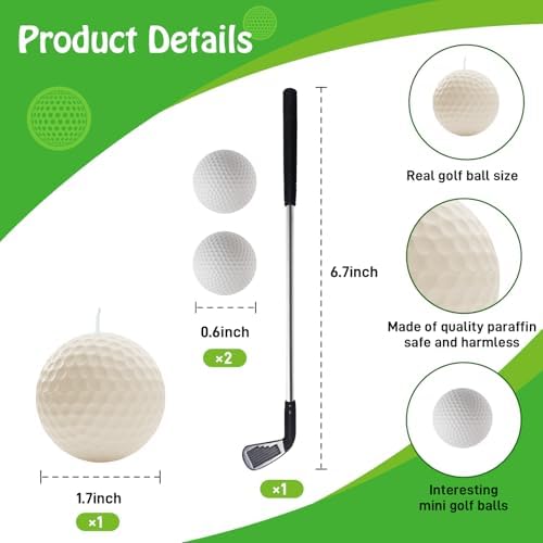 Golf Ball Birthday Candles, Golf Cake Topper & Mini Golf Club for Golf Birthday Party Decorations (White, Iron) Golf Ball Birthday Candles, Golf Cake Topper & Mini Golf Club for Golf Birthday Party Decorations (White, Iron)