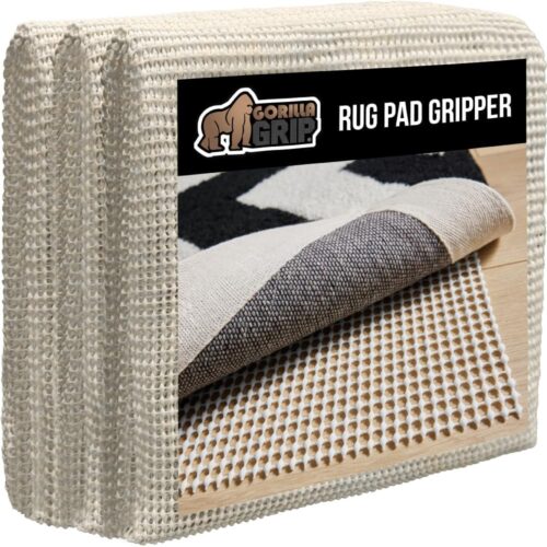 GORILLA GRIP Strong Rug Pad Gripper, US Designed, Grips Keep Area Rugs Safe and in Place, Thick, Slip and Skid Resistant Pads for Hard Floors,...