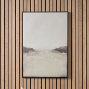 Grey and White Abstract Framed Canvas