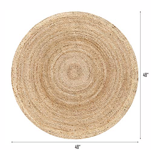 Hausattire Hand Woven Jute Braided Rug, 4’ Round – Natural, Reversible Boho Entry Area Rugs for Kitchen, Living Room I Farmhouse Decorative Floor... Hausattire Hand Woven Jute Braided Rug, 4’ Round – Natural, Reversible Boho Entry Area Rugs for Kitchen, Living Room I Farmhouse Decorative Floor...