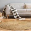 Hausattire Hand Woven Jute Braided Rug, 4’ Round – Natural, Reversible Boho Entry Area Rugs for Kitchen, Living Room I Farmhouse Decorative Floor...