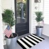 KOZYFLY Black and White Area Rug 27.5x43 Inches Striped Front Door Rug Cotton Washable Indoor Outdoor Rug Doormats Outdoor Small Striped Rugs for...