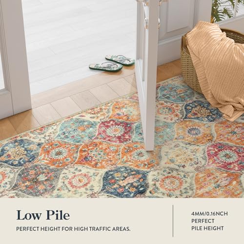 Lahome Moroccan Trellis Washable Rug, 2x3 Kitchen Rugs for Entryway Bathroom, Non-Slip Indoor Door Mat Ultra-Thin, Small Oriental Throw Carpet for...