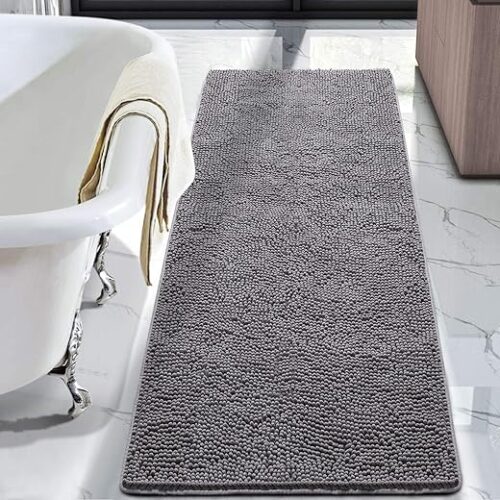 LOCHAS Luxury Bathroom Rug Shaggy Bath Mat 24 x 60 Inch, Washable Non Slip Bath Rugs for Bathroom Shower, Soft Plush Chenille Absorbent Carpets...