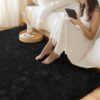 Merelax Soft Area Rug for Livingroom Bedroom, Machine Washable 4x6 Black Rugs Fluffy Shaggy Bedside Rug, Non Slip Indoor Carpet for Nursery Kids...