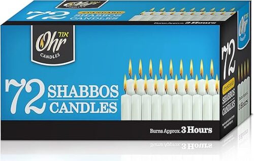 Ner Mitzvah Shabbat Candles - Traditional Shabbos Candles - 3 Hr. - 72 Ct.