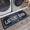 Non Slip Laundry Runner Rug - Farmhouse Kitchen Floor Mat for Mudroom and Bathroom - Black, 20 X 47 Inches