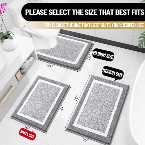 OLANLY Bathroom Rugs 24x16, Extra Soft and Absorbent Microfiber Bath Mat, Non-Slip, Machine Washable, Quick Dry Shaggy Bath Carpet, Suitable for...