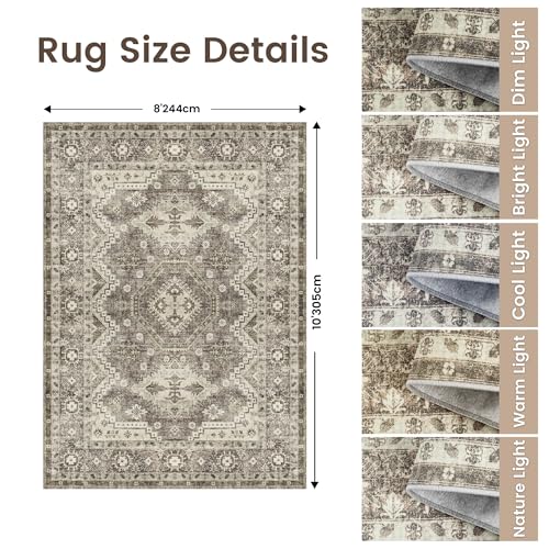 Rugland 8x10 Area Rugs - Stain Resistant Washable Rug, Anti Slip Backing Rugs for Living Room, Vintage Tribal Area Rugs (TPR07-Ivory, 8'x10') Rugland 8x10 Area Rugs - Stain Resistant Washable Rug, Anti Slip Backing Rugs for Living Room, Vintage Tribal Area Rugs (TPR07-Ivory, 8'x10')