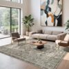 Rugland 8x10 Area Rugs - Stain Resistant Washable Rug, Anti Slip Backing Rugs for Living Room, Vintage Tribal Area Rugs (TPR07-Ivory, 8'x10')