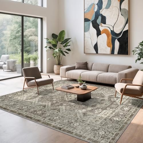 Rugland 8x10 Area Rugs - Stain Resistant Washable Rug, Anti Slip Backing Rugs for Living Room, Vintage Tribal Area Rugs (TPR07-Ivory, 8'x10') Rugland 8x10 Area Rugs - Stain Resistant Washable Rug, Anti Slip Backing Rugs for Living Room, Vintage Tribal Area Rugs (TPR07-Ivory, 8'x10')