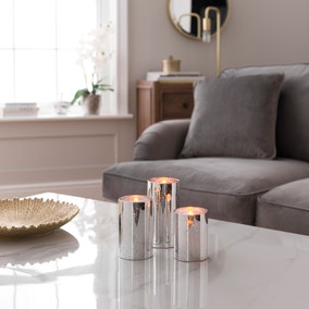 Set of 3 LED Metallic Glass Pillar Candles Set of 3 LED Metallic Glass Pillar Candles