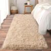 Soft Runner Rugs for Bedroom Hallways, 2x6 Beige Fluffy Shag Throw Area Rug Non Slip for Bedside Dorm, Long Shaggy Furry Carpet for Nursery Living...