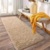 Soft Runner Rugs for Bedroom Hallways, 2x6 Beige Fluffy Shag Throw Area Rug Non Slip for Bedside Dorm, Long Shaggy Furry Carpet for Nursery Living...