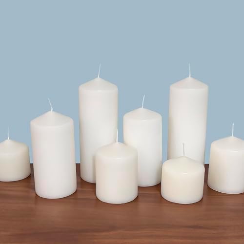 Stonebriar Unscented White Tall Pillar Candles, 65 Hour Burning Candle Pillars, Perfect for Decor, Weddings, Emergencies 3" X 6", 6 count Stonebriar Unscented White Tall Pillar Candles, 65 Hour Burning Candle Pillars, Perfect for Decor, Weddings, Emergencies 3" X 6", 6 count
