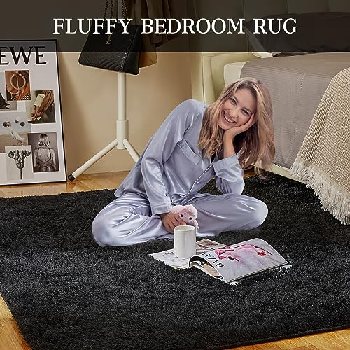 Super Soft Area Rugs for Living Room 5x7 Black, Fluffy Furry Shaggy Fuzzy Area Rug, Upgrade Anti-Skid Rectangular, High Pile Soft Throw Rug for... Super Soft Area Rugs for Living Room 5x7 Black, Fluffy Furry Shaggy Fuzzy Area Rug, Upgrade Anti-Skid Rectangular, High Pile Soft Throw Rug for...