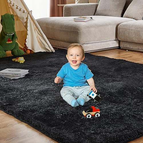 Super Soft Area Rugs for Living Room 5x7 Black, Fluffy Furry Shaggy Fuzzy Area Rug, Upgrade Anti-Skid Rectangular, High Pile Soft Throw Rug for... Super Soft Area Rugs for Living Room 5x7 Black, Fluffy Furry Shaggy Fuzzy Area Rug, Upgrade Anti-Skid Rectangular, High Pile Soft Throw Rug for...