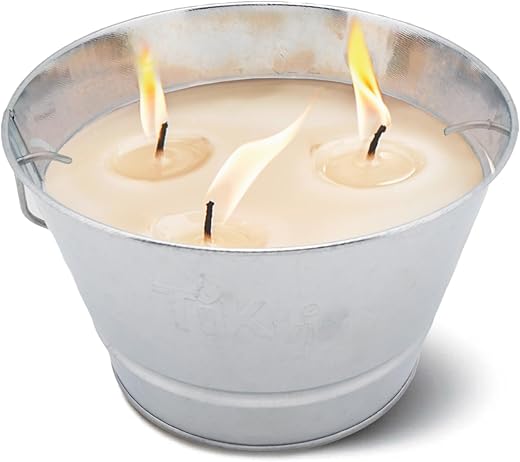 TIKI Citronella Candle 28-Ounce – Triple Wick Metal Bucket with Lid (Silver) – Long-Lasting Outdoor Candle for Patio, Deck, Garden, Backyard & Camping TIKI Citronella Candle 28-Ounce – Triple Wick Metal Bucket with Lid (Silver) – Long-Lasting Outdoor Candle for Patio, Deck, Garden, Backyard & Camping