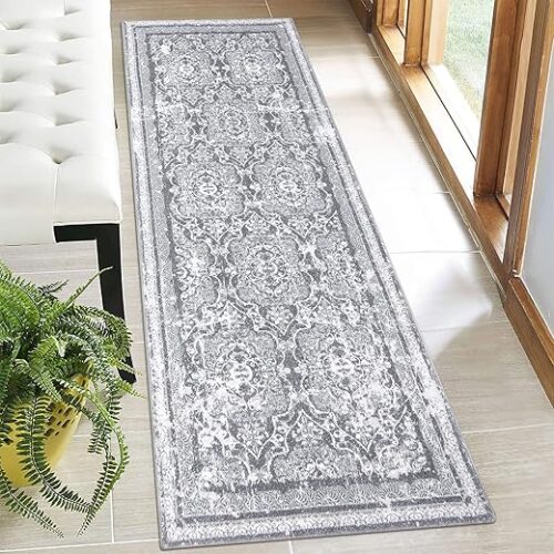 Vaukki Hallway Runner Rug, Vintage Shaggy Soft Laundry Rug Runner, Non Slip Entryway Mat, Washable Farmhouse Kitchen Area Carpet for Bathroom, and...