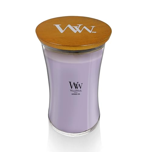 WoodWick Large Hourglass Candle Lavender Spa Scent Premium Soy Blend Crackles as it Burns 21oz Perfect for Gifting