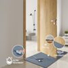 Yancorp 16"x26" Ultra Thin Gray Bathroom Rugs,Low Profile Bath Mat Non Slip Fit Under Door Absorbent Shower Rug Washable Grey Indoor Door Mat Small