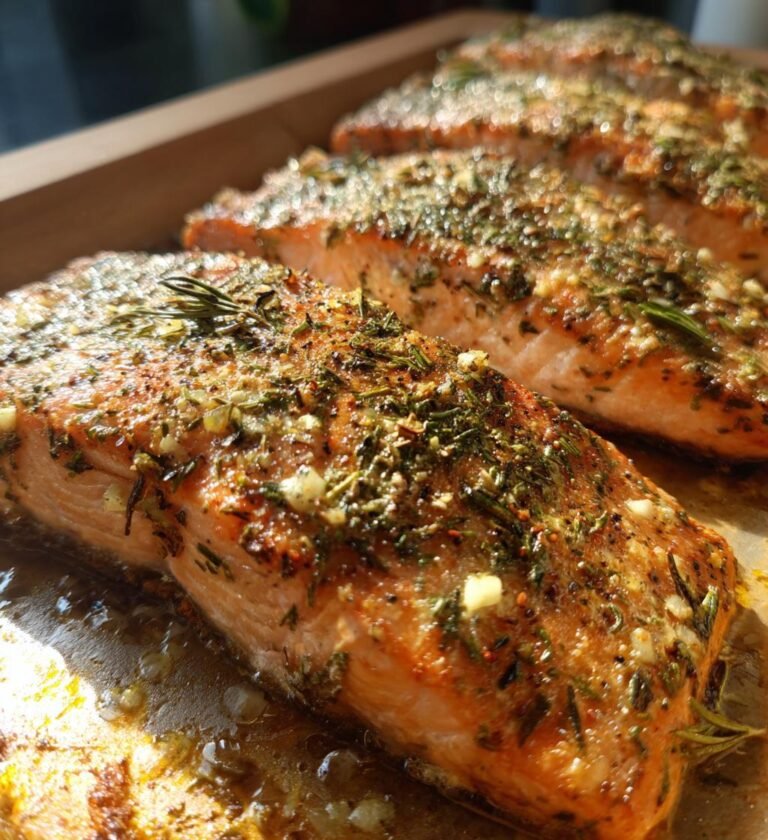 baked garlic herb salmon recipe