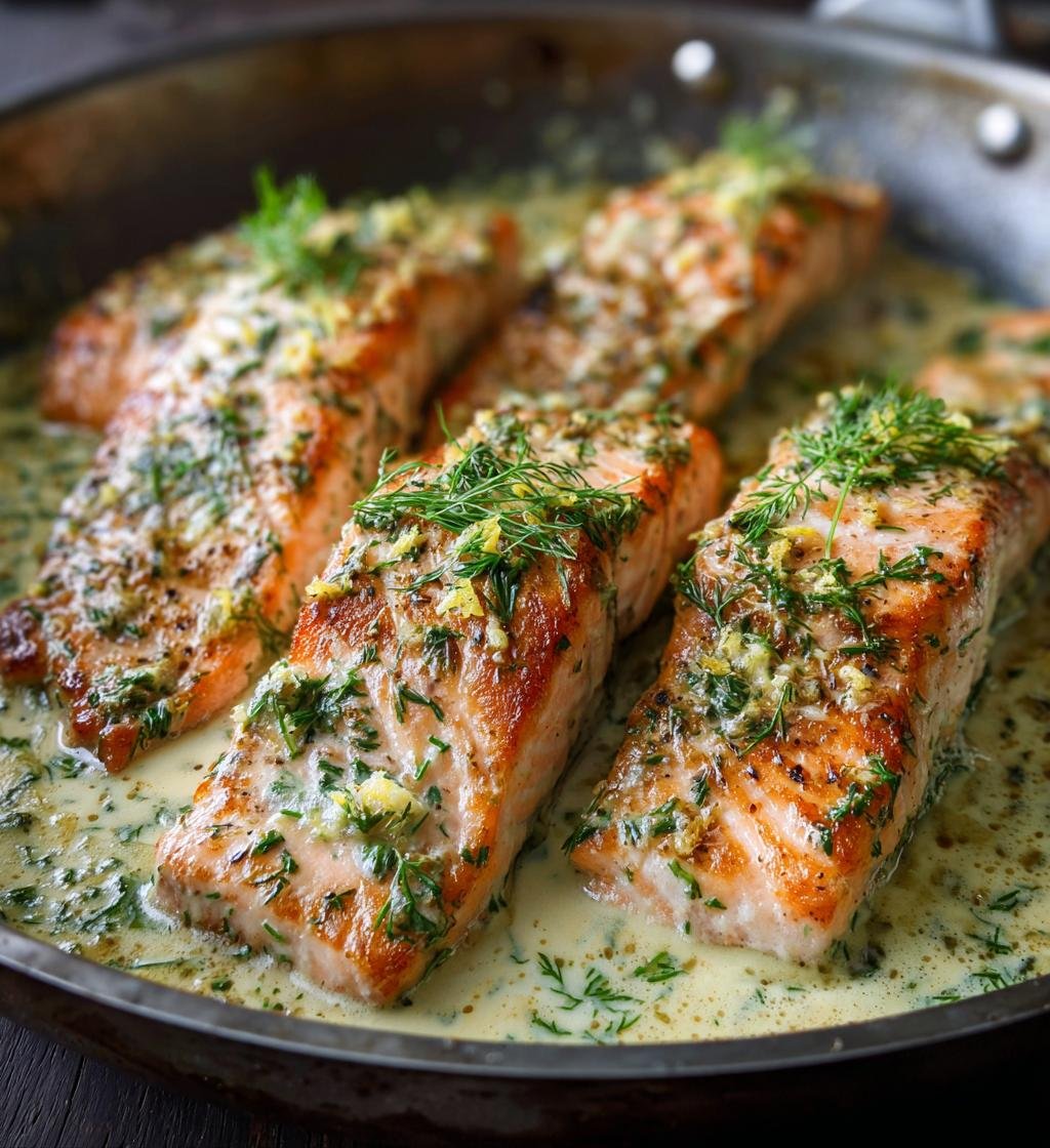 Baked Salmon with Garlic Cream Sauce – Quick and Delicious Recipe