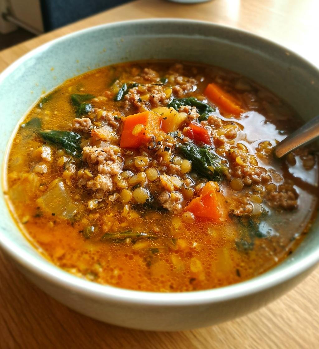 Slow Cooker Sausage and Lentil Soup - Deliciously Easy Comfort Food