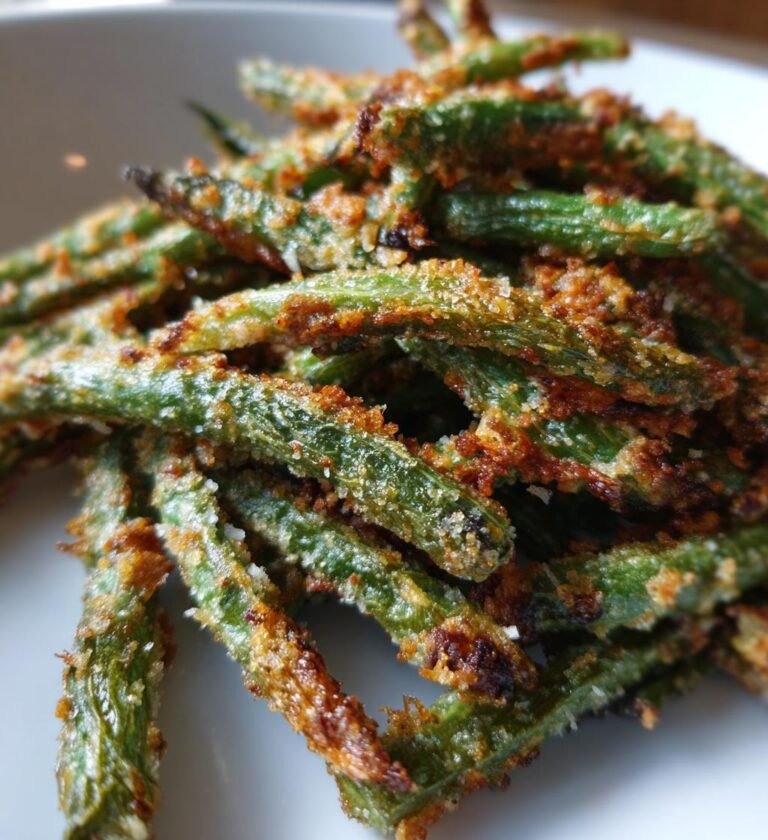 crispy air fryer green beans with parmesan crust