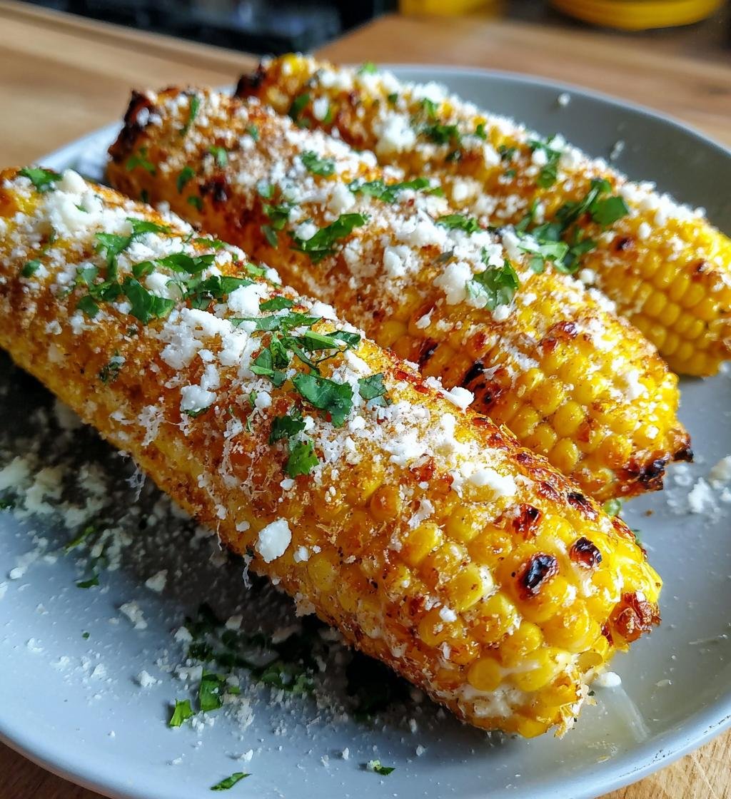 Crispy Air Fryer Street Corn with Cotija Cheese - Easy & Delicious